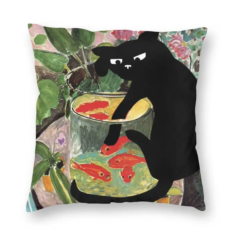 

Black Cat Luxury Pillow Cover Home Decoracion Salon Case Henri Matisse's Goldfish And A Kitten Paintings Chair Cushion Covers