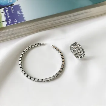 

RUIYI 925 Sterling Silver Women Elegant Luxury Bangles Female Birthday Party Gifts Minimalism Box Chain Fashionable Bracelets