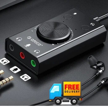 

USB External Sound Card Microphone Earphone 2 in 1 Output Volume Adjustable With 3 Port Computer Accessories For Windows MacBook
