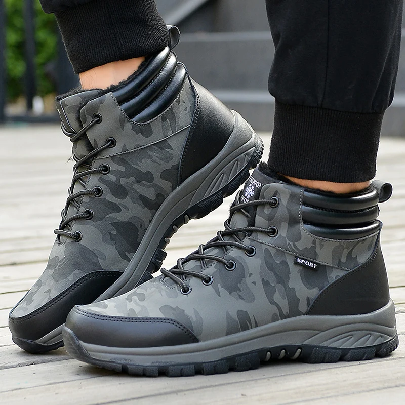

Leisure Mens Walking Shoes Men Boots Man Winter Snow Boots Keep Warm Boots Plush Ankle Work Shoes Male Outdoor Sneakers Footwear