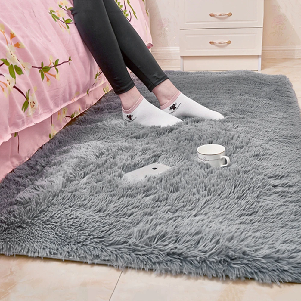 Противоскользящий мягкий ковер для гостиной моющийся домашний прикроватные коврики текстиль спальня ковер Современный серый цвет коврик 1 шт