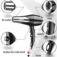 Kemei 3000 Watt Full Size Pro Hair Dryer Professional Salon Blow Dryer with Concentrator Nozzle Attachments 3 Speeds fast Dry 2