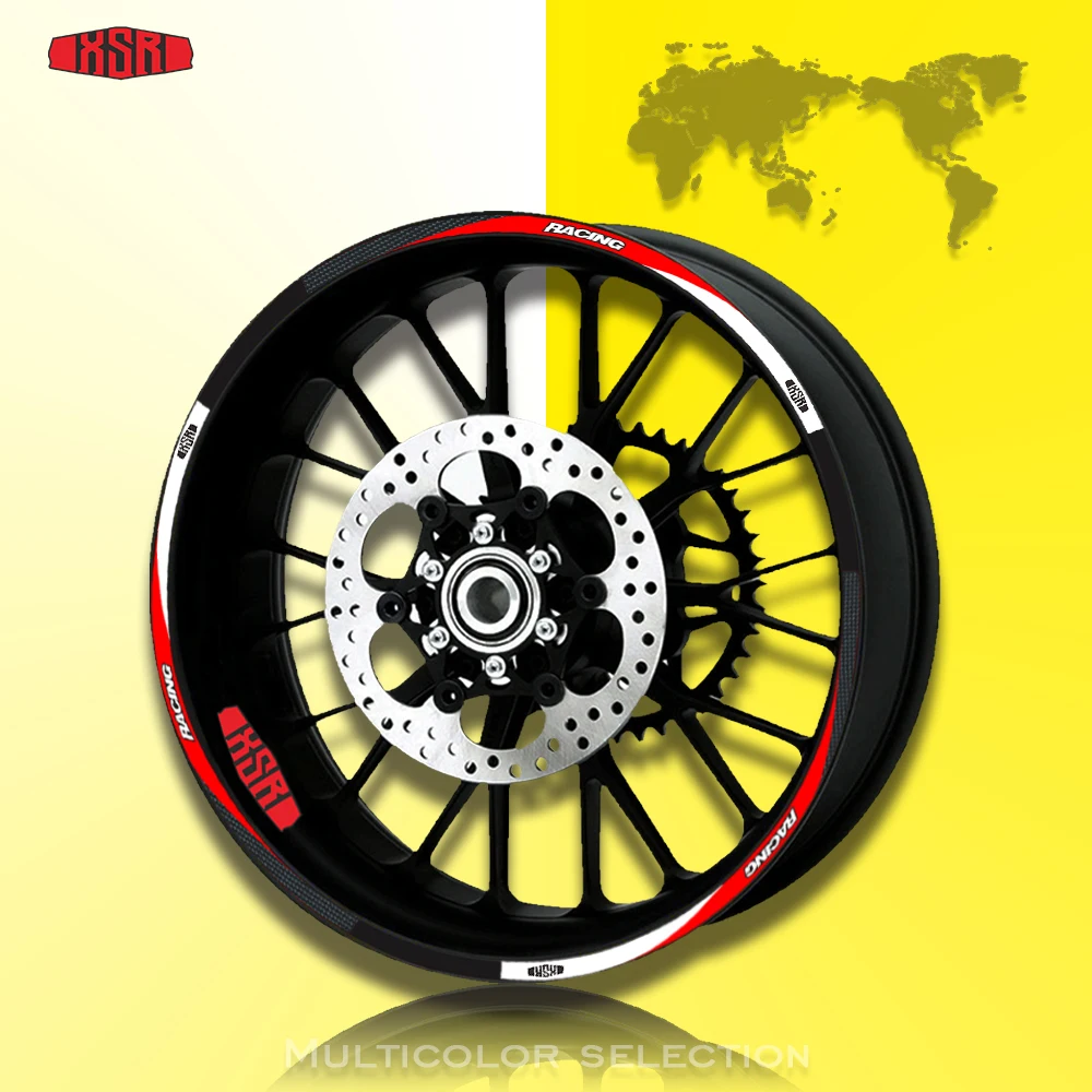 

High quality Motorcycle front&Rear Edge Outer Rim Reflective Sticker 17inch Wheel Decals For YAMAHA XSR Reflective Sticker
