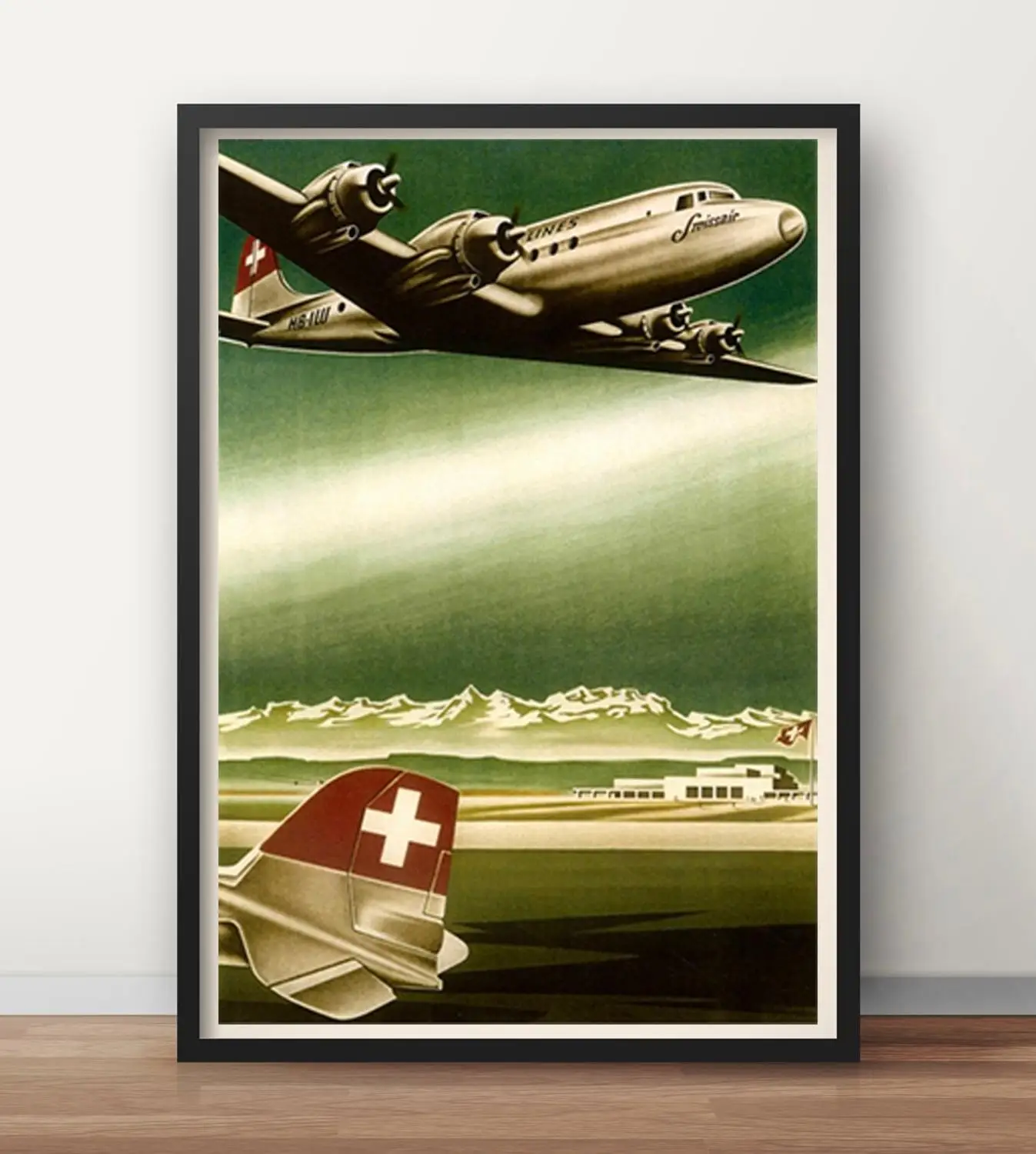 Винтажный авиационный постер Swissair классические картины на холсте винтажные