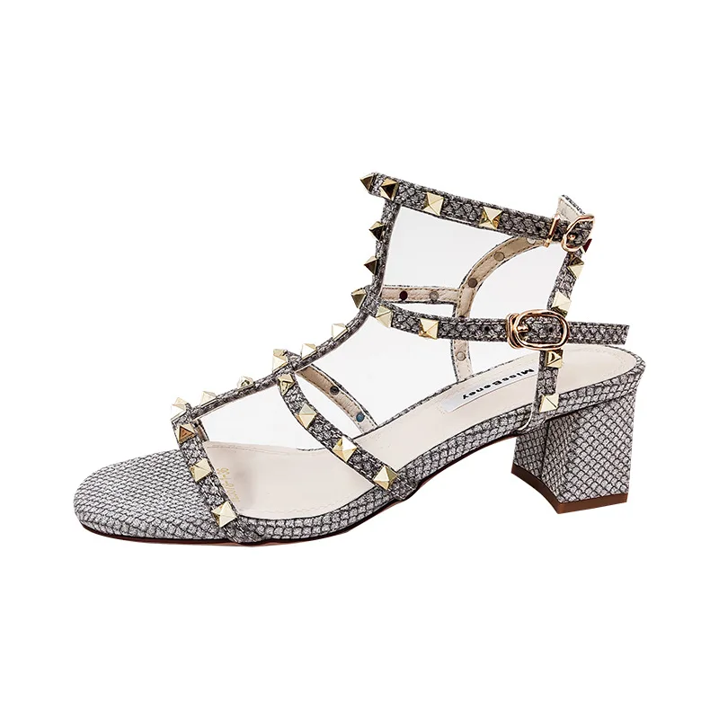 

2020 summer New Women Sandals Female Square Rivet Sandals Europe Gold Shoes For Women Sandals Summer Shoes