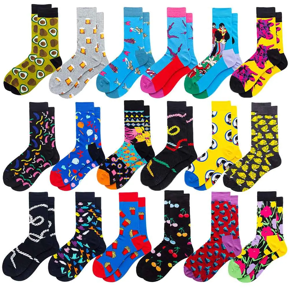 1 пара мужские носки из хлопка забавные матросские с рисунками зверей