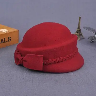 Australian Wool Beret Ladies Artists Hat Women Hat Fashionable Plush Cap Boina Feminino Hat - Цвет: Wine Red