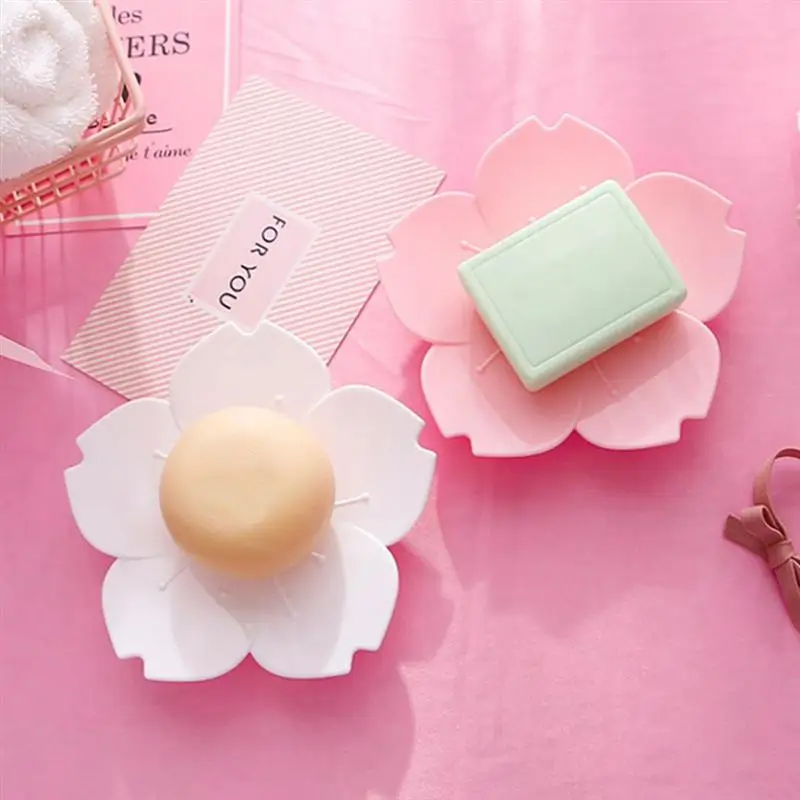 

1pc Cartoon Sink Draining Rack Flower Shaped Round Soap Dishes Soap Holder For Home Bathroom Kitchen
