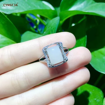 

CYNSFJA New Real Certified Natural Hetian Jade 925 Sterling Silver Handmade Amulets White Jade Rings High Quality Best Gifts