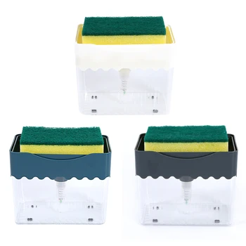 

New Soap Dispenser Soap Pump Sponge Caddy Creative Kitchen 2-in-1 Manual Press Liquid Soap Dispenser