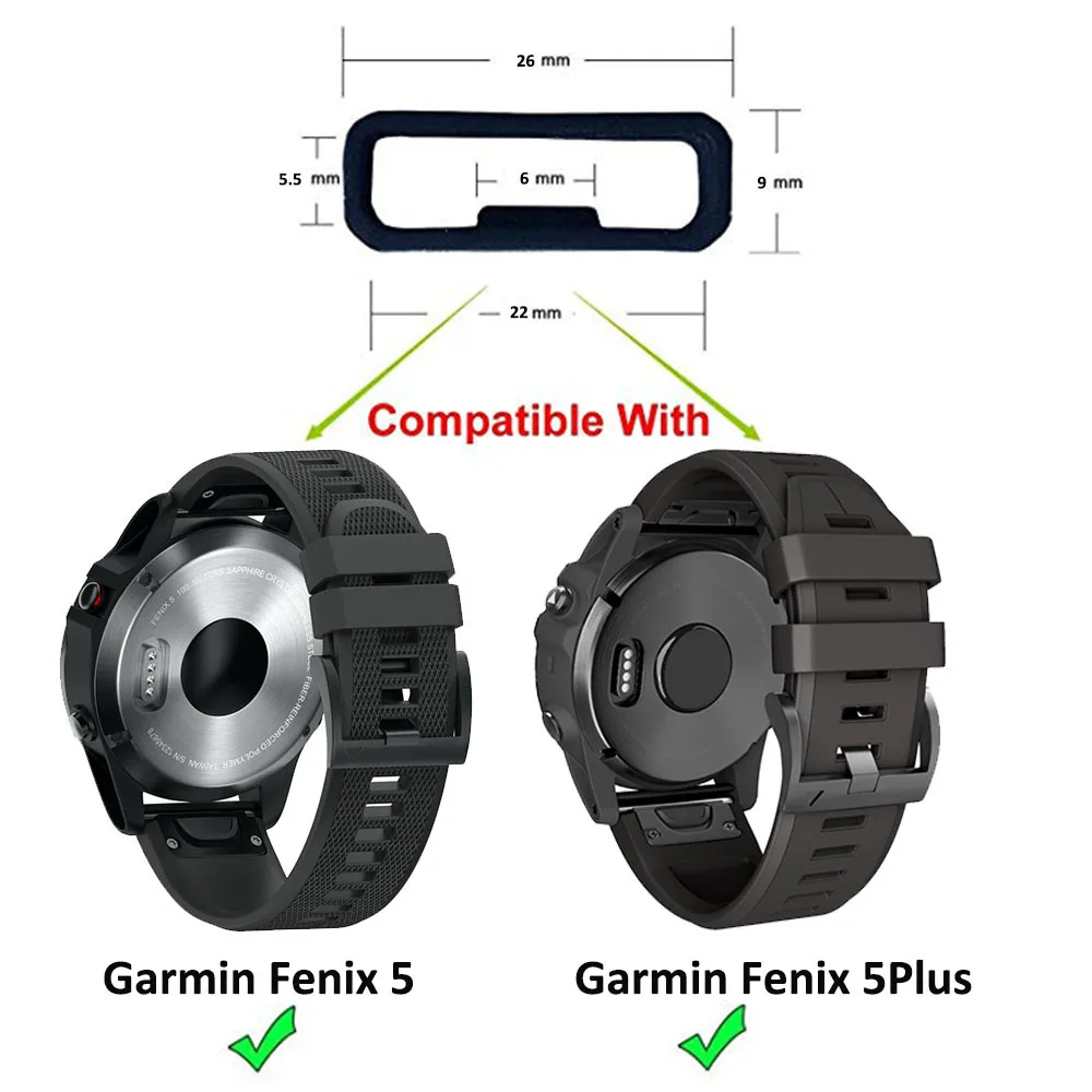 20 22 мм Мягкие силиконовые кольца для Garmin Fenix 5 5S 6S 6 Pro запасная лента удерживающая петля кольца черная Пряжка фиксатора держатель