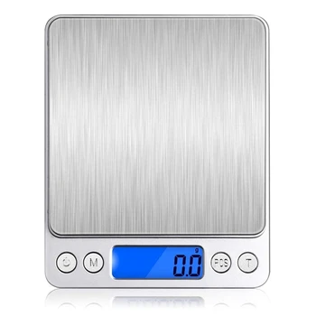 

Digital Kitchen Scale, Stainless Steel Kitchen Scale, Portable Small Scale (0.1G to 3Kg), with 2x Trays