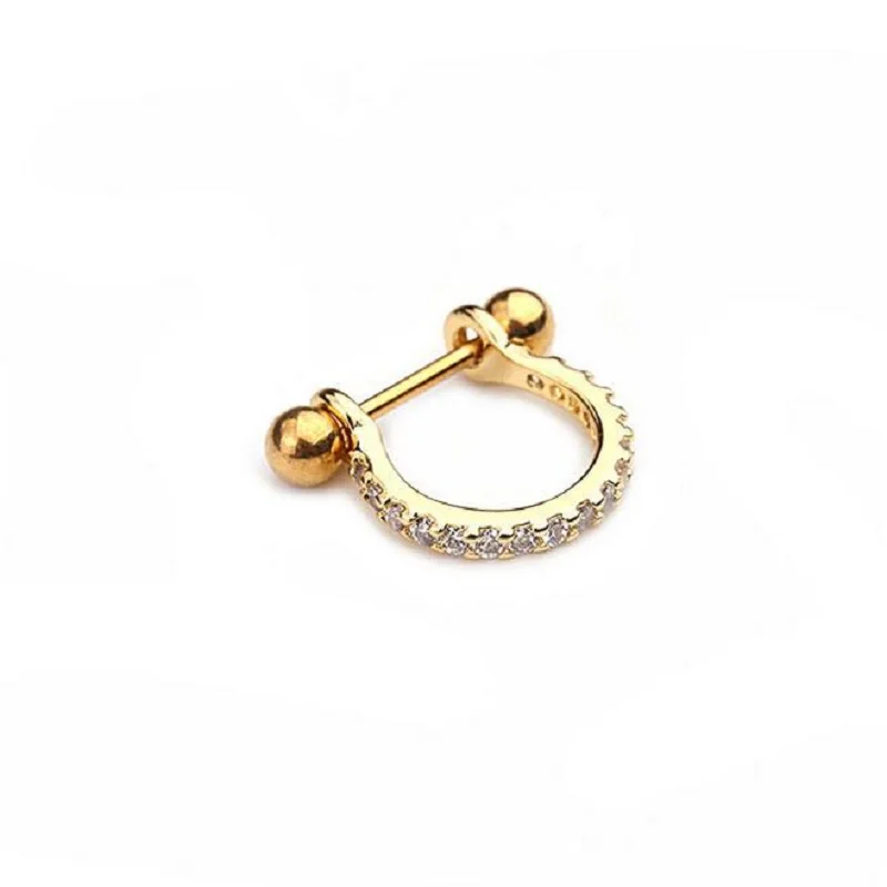 05 1Pc Crown Cz Zircon Hoop Cartilage Ring Huggie Septum Earring Piercing Helix Tragus Rook Daith Snug Conch Ear Piercing Jewelry - Окраска металла: 05