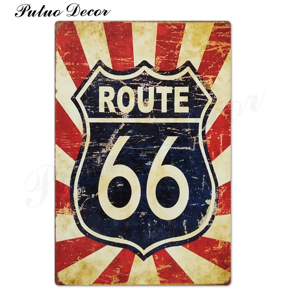 Route 66 Оловянная вывеска винтажная металлическая вывеска винтажный Ретро Декор стены гаража для бара паба клуба человек пещера АЗС - Цвет: TH0207