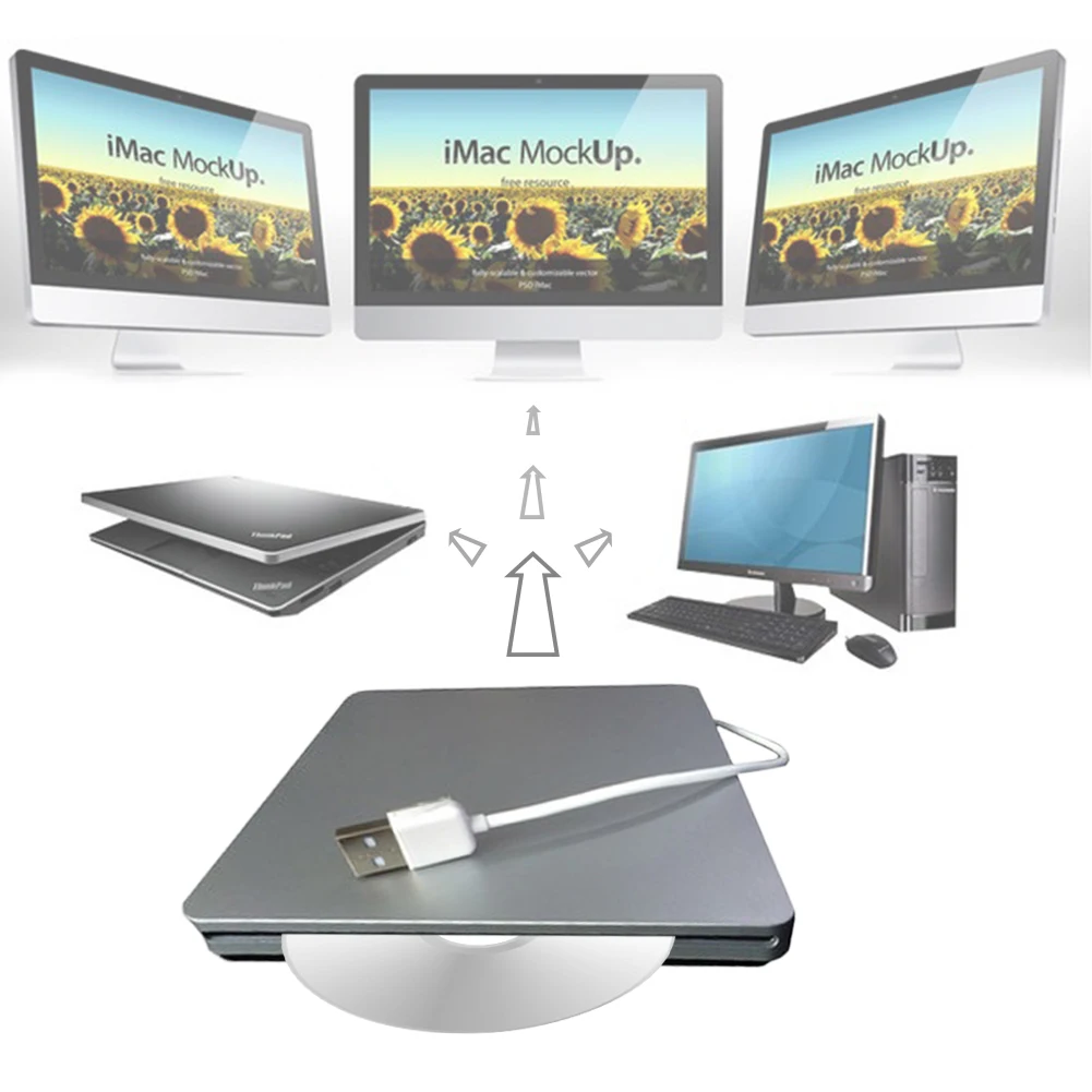 Ультратонкий Внешний USB 2,0 cd-rom CD-драйвер CD/DVD Оптический привод портативный CD-драйвер для ПК ноутбук#905