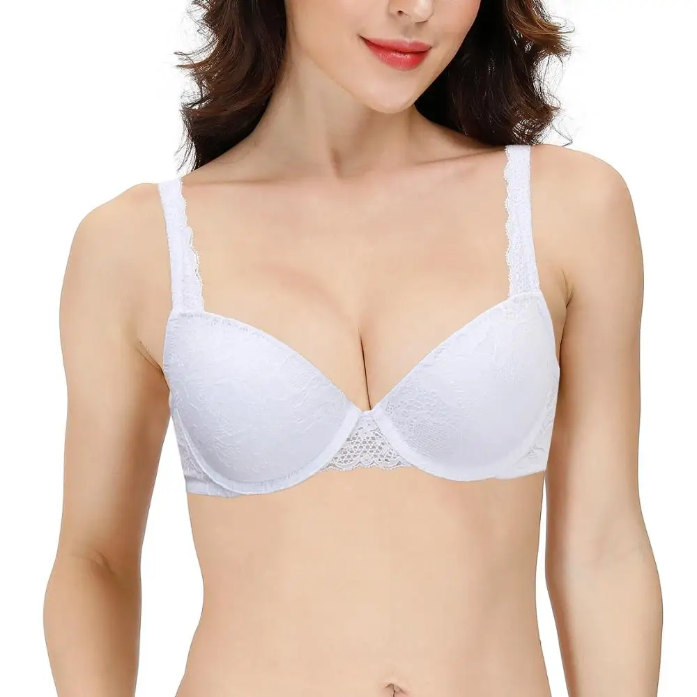 

Hot Sales Women Bras Sexy Lace Push Up Bra Embroidery Brassiere Pure White Quality Underwear
