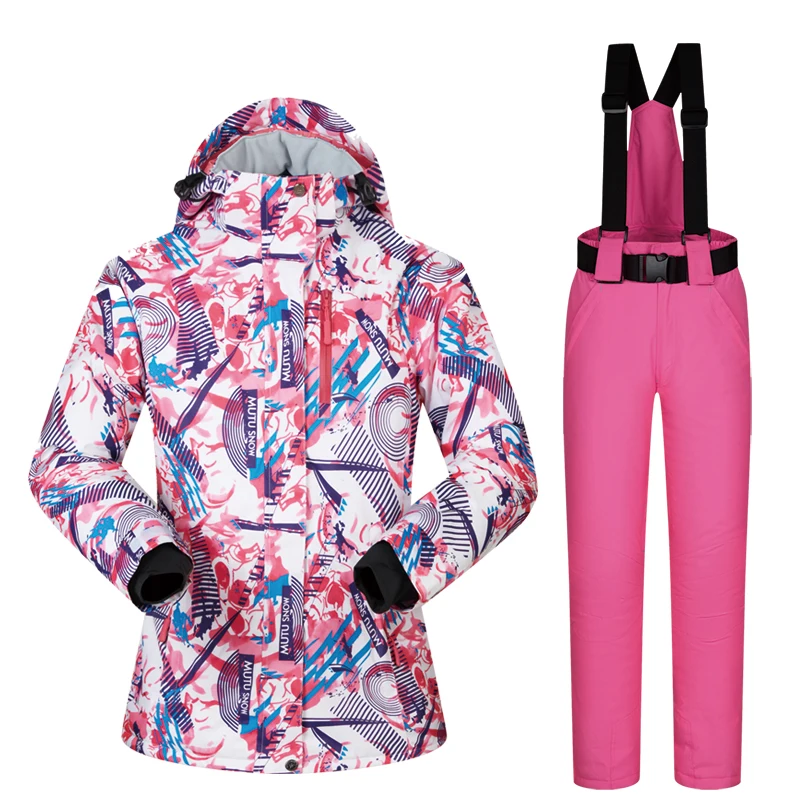 Женский брендовый лыжный костюм, новинка, высокое качество, сноубординг, лыжный костюм, куртка, брюки, теплый, водонепроницаемый, ветрозащитный, зимний, для спорта на открытом воздухе - Цвет: FSHY PINK