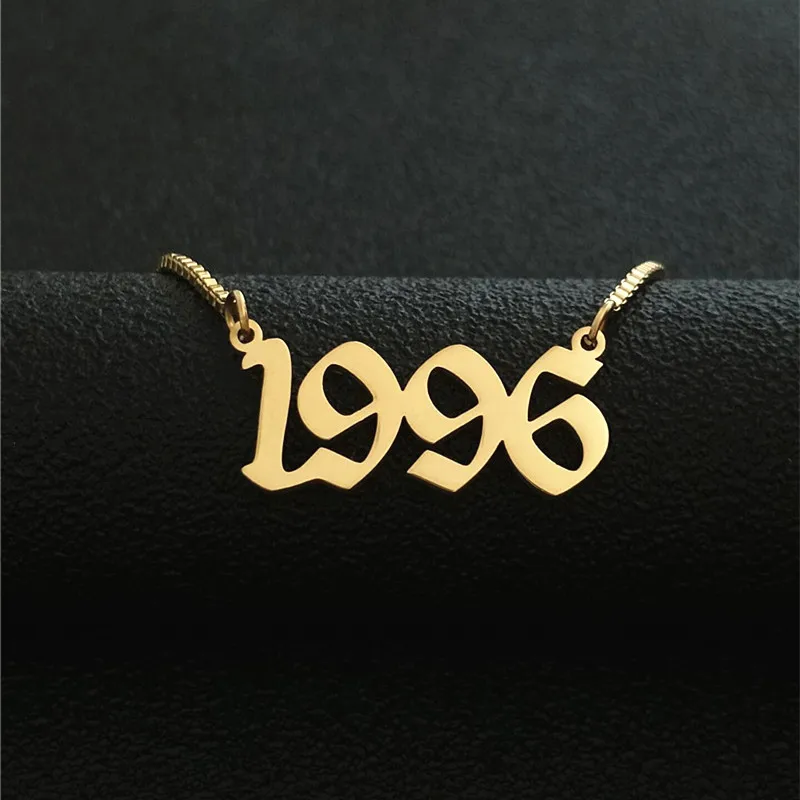 Золотое колье с цифрой от 1987 до 2001, подвеска на день рождения, ожерелье на заказ, ювелирное изделие, Старое Английское колье, 1998, 1999, 2000, колье для женщин, BFF