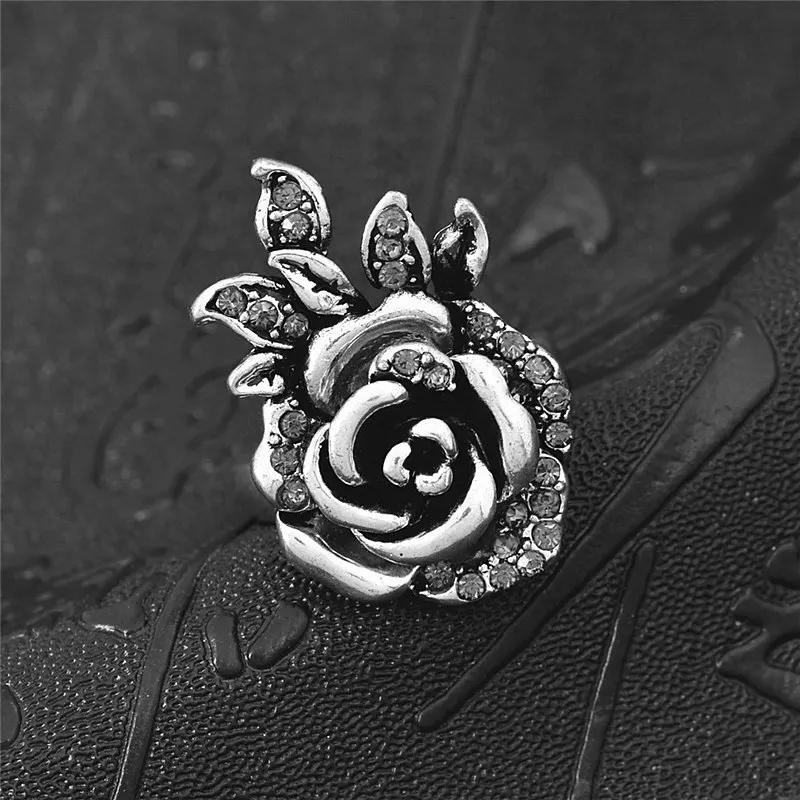Женское кольцо Kinel винтажное серебряное с кристаллами в виде цветов|jewelry ring