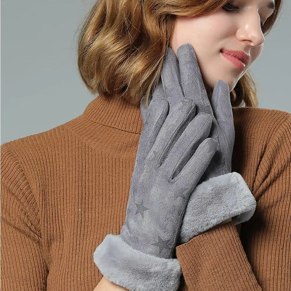 Теплые перчатки модные толстые простые дамские перчатки с кончиками пальцев Сенсорный Экран Ветрозащитный холодный двойной слой плюс