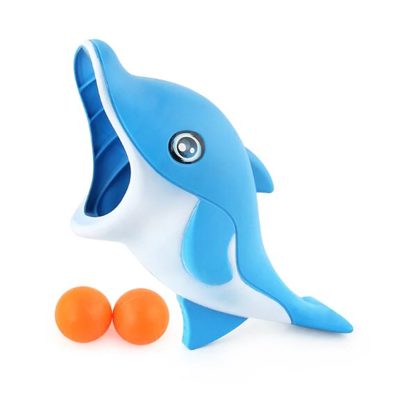 1 компл. Катапульта Запуск прикладом игрушки прыгающий мяч для детей мультфильм Акула динозавр Дельфин родителей Интерактивная спортивная игра подарок - Цвет: Blue Dolphin