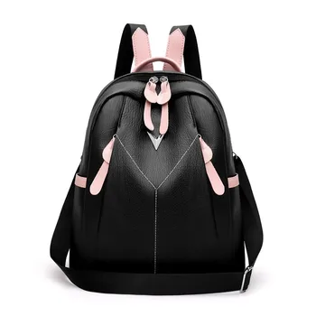 

Fashion leather Women Backpack School Bags For Teenagers Girls preppy style student Backpack Female Rucksack