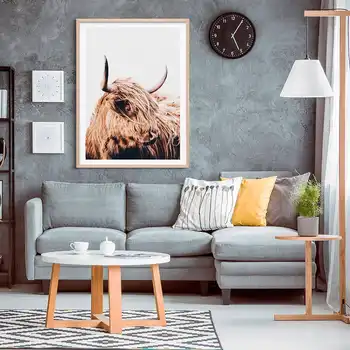 

Highland Cow Nordic Animal Posters And Prints Wheat Natural Plant Wall Art Canvas Painting Decorative Pictures For Living Room