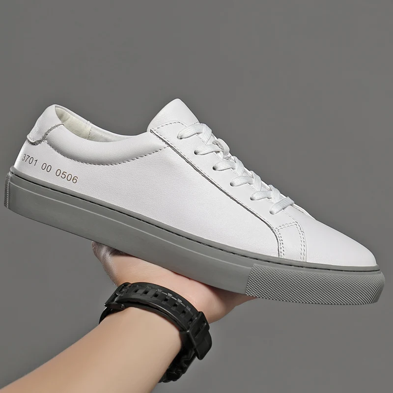 White Fashion Men's leather Sneakers Breathable Casual Loafer Shoes Spring Mens black white Designer Men Loafers | Обувь
