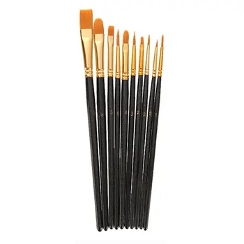 

Artist Nylon Paint Brush Professional Watercolor Acrylic Wooden Handle Painting Brushes Art Supplies Stationery 10 pcs