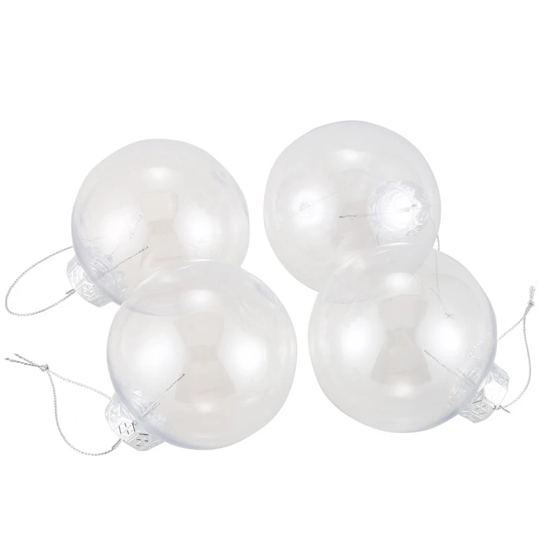 Clear DIY Baubles Shatterproof Seamless Plastic XMAS Ball Home Tree Decor Gift- 80mm QTY:4