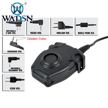 

WADSN Tactical Headsets Peltor PTT Military Standard Version Push To Talk Earphone Adapter 1-2 Pin Radio WZ112 Hunting Accessory