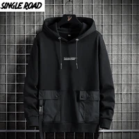 Single Road Mens Hoodies Men 2021 Pockerts Teachwear Harajuku Sweatshirt Hip Hop Japanese Streetwear Casual Oversized Hoodie Men 1