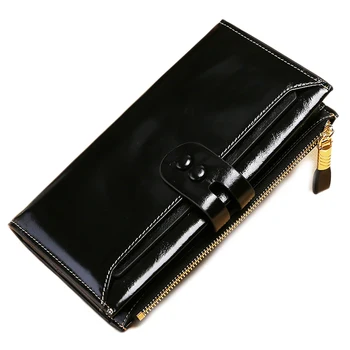 

Retro oil wax wallet high-grade leather ladies wallet long clutch bag multi-card position