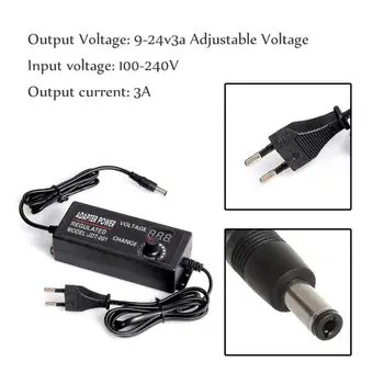 

4 pieces EU/US plug Adjustable AC to DC Power Adapter output Voltage Regulated DC9V-24V with display screen power supply adatpor