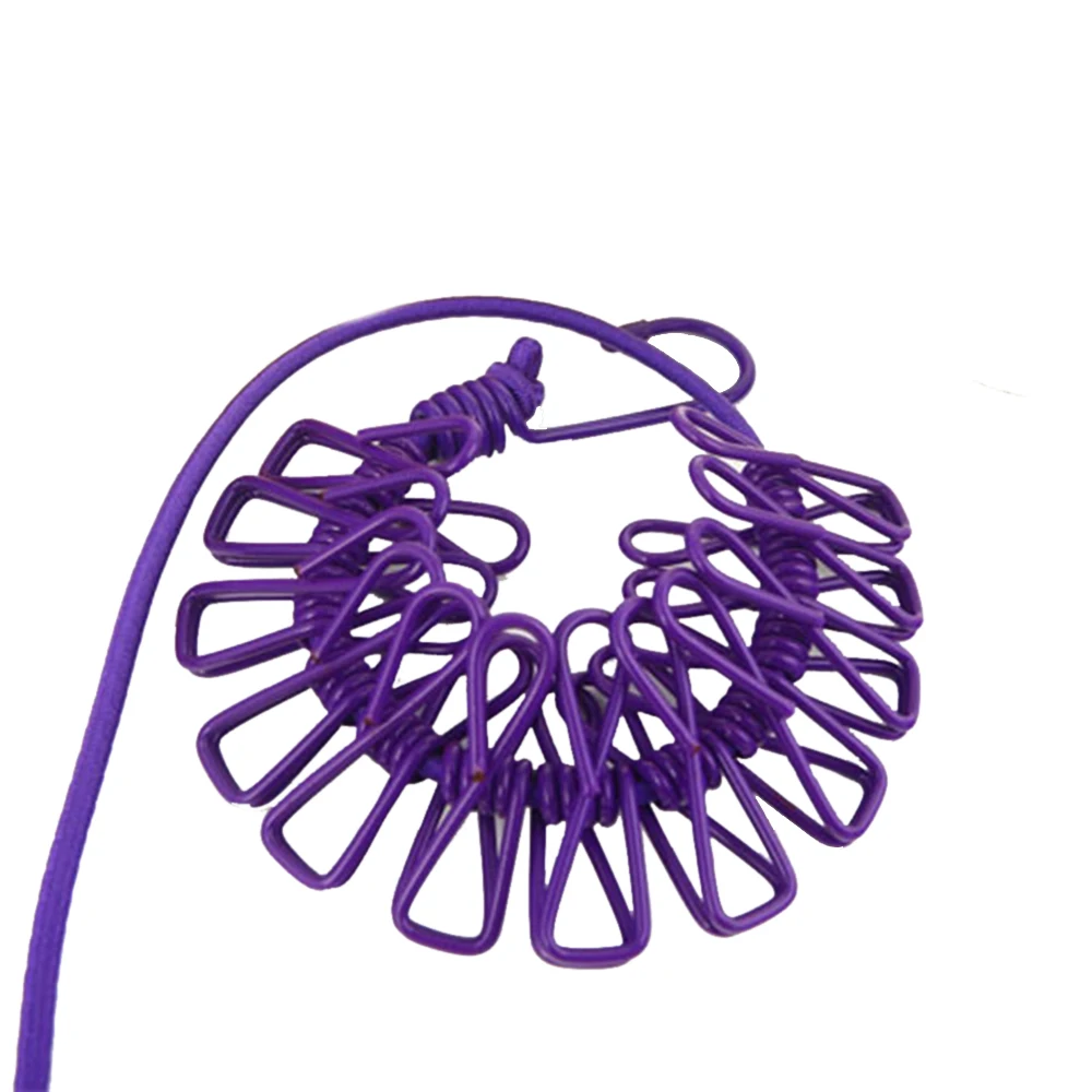 purple Новые Носки сумка для стирки белья зажимы вешалка латексная Выдвижная бельевая линия внутренняя наружная сушилка Органайзер сушилка для одежды веревка - Цвет: purple