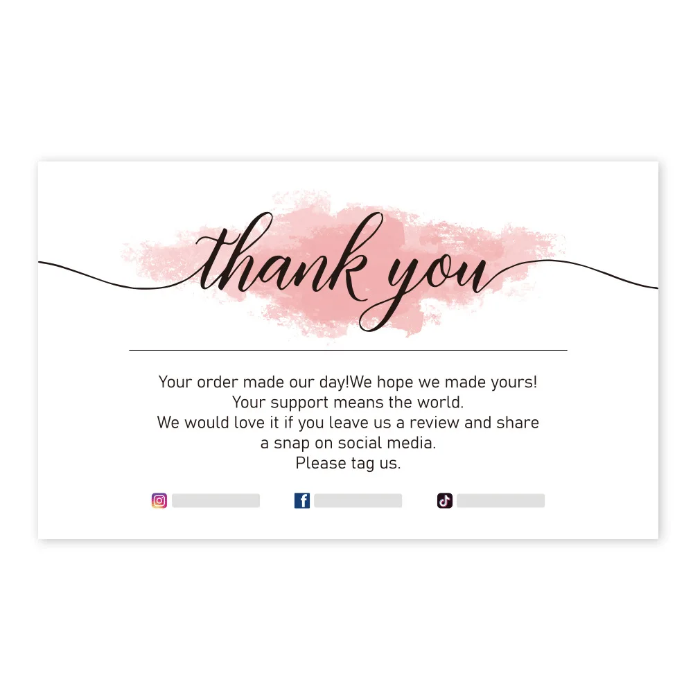10-30pcs Thank You Card Printable Blush Pink Thanks For Your Purchase Card  Paper Cards For Small Shop Gift Packet 9*5.4cm - Business Cards - AliExpress