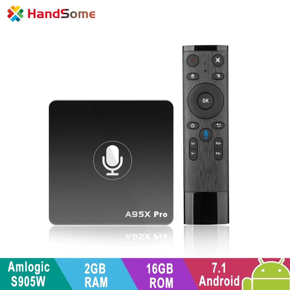 

TV Box Android 7.1with Voice Remote Control A95X Pro Amlogic S905W Google Smart TV Box 2G 16G WiFi LAN Media Player
