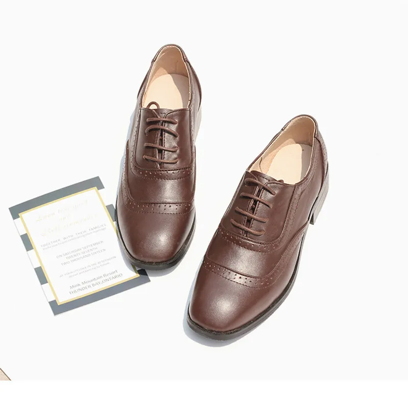 Handmade Big Size 32-42 Women Oxfords Shoes Vintage Genuine Leather Brogues Oxford Shoes For Woman British Carved Ladies Oxfords (6)