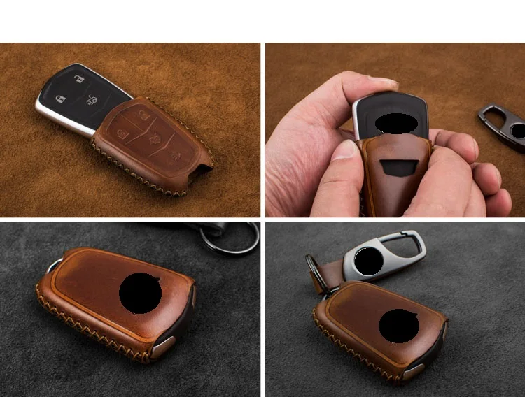 Genuine Leather Car Key Bag Case Cover Holder Remote Smart Key For Cadillac VT6 XT5 XTS ATSL ATS SRX XT4 Protective Bag