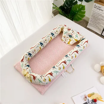 

Baby Crib Sets With Pillow Pure Cotton Baby Nest Travel Crib Bed Cradle Cots For Newborns Portable Washable