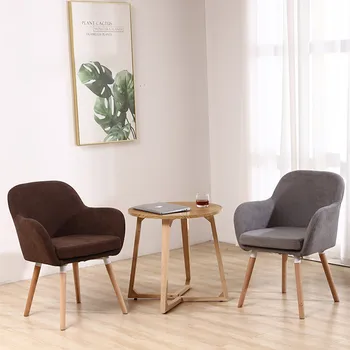 

Nordic solid wood fabric dining chair to discuss tea sofa sofa living room chair balcony desk chairs computer chair