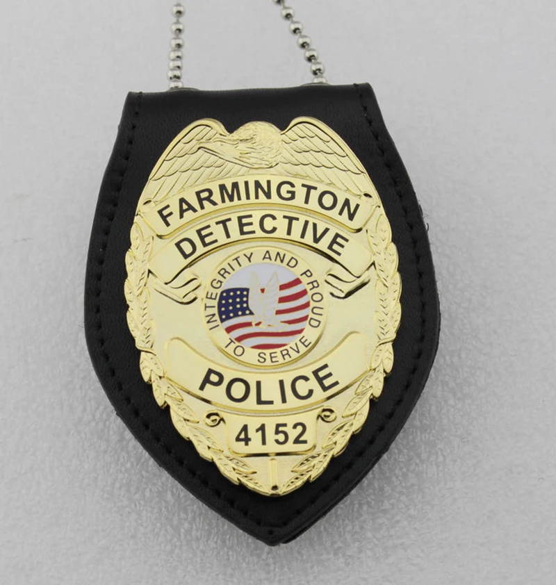 Holder and Chain США FARMINGTON детектив полиции № 4152-целостности и с гордостью-Реплика ТВ/реквизит для фильма на булавке значок - Цвет: Holder and Chain