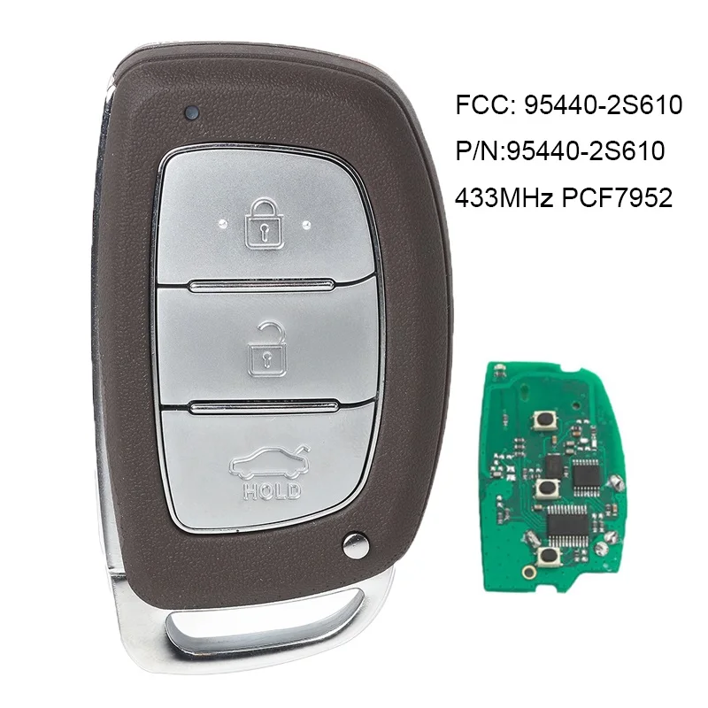 Keyecu дистанционный смарт ключ-брелок 3 кнопки 433 МГц PCF7945 чип для hyundai IX35+, FCC ID: 95440-2S610
