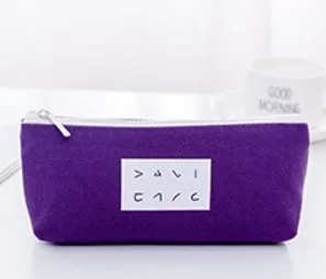 1 Pcs Korean Candy Color Students Simple Pencil Bag Large Capacity Canvas Junior High School Student Pencil Case Stationery - Цвет: 3