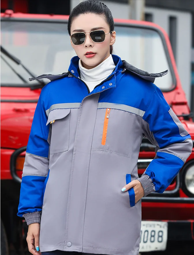 Roupas de trabalho de inverno algodau masculino grosso roupas de prova de vento frio algodau jaqueta removativel forro