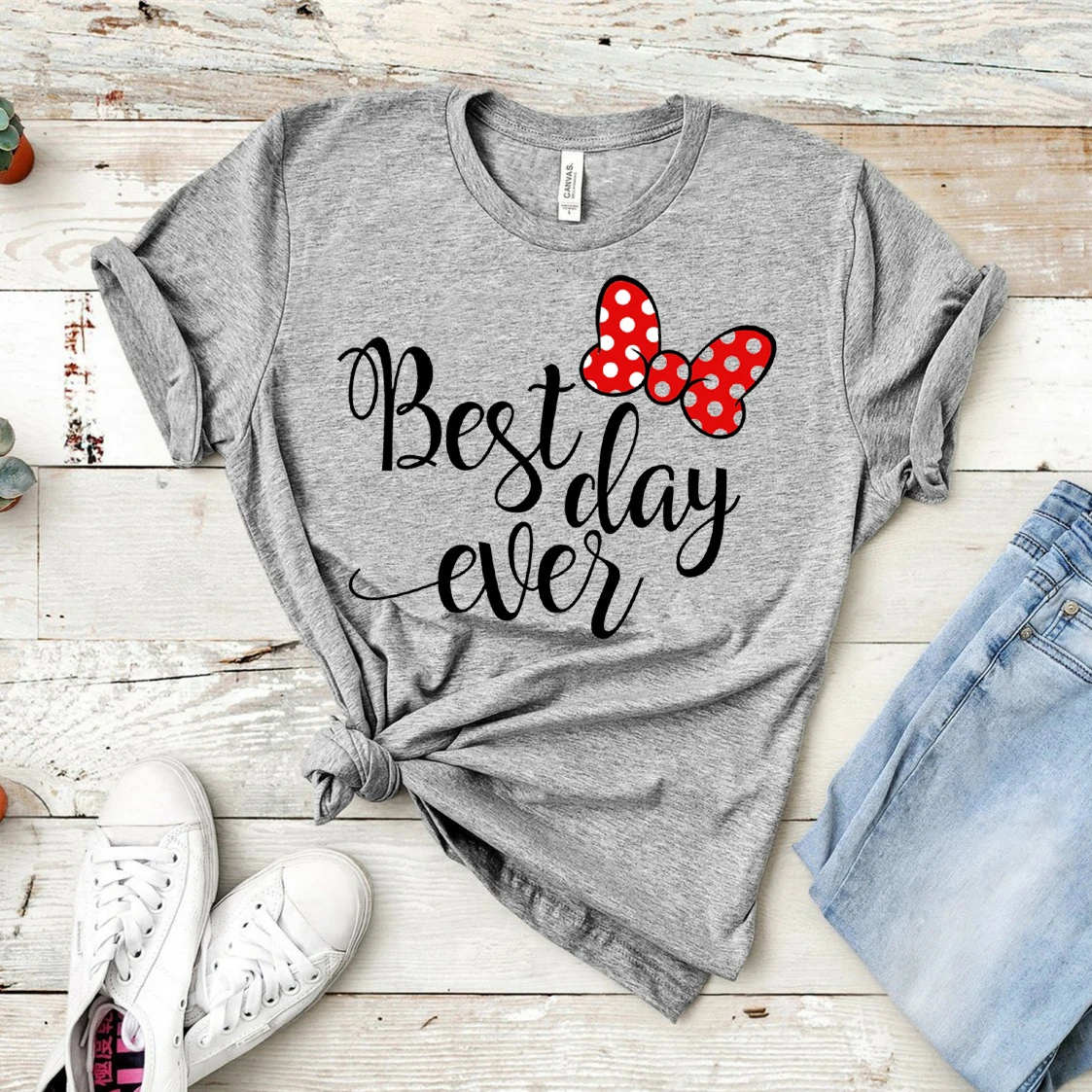 

2019 New Arrived Best Day Ever Minnie Micky Mouse Tee Tumblr Graphic funny Hipster Matching T shirt Cute Holiday Tops