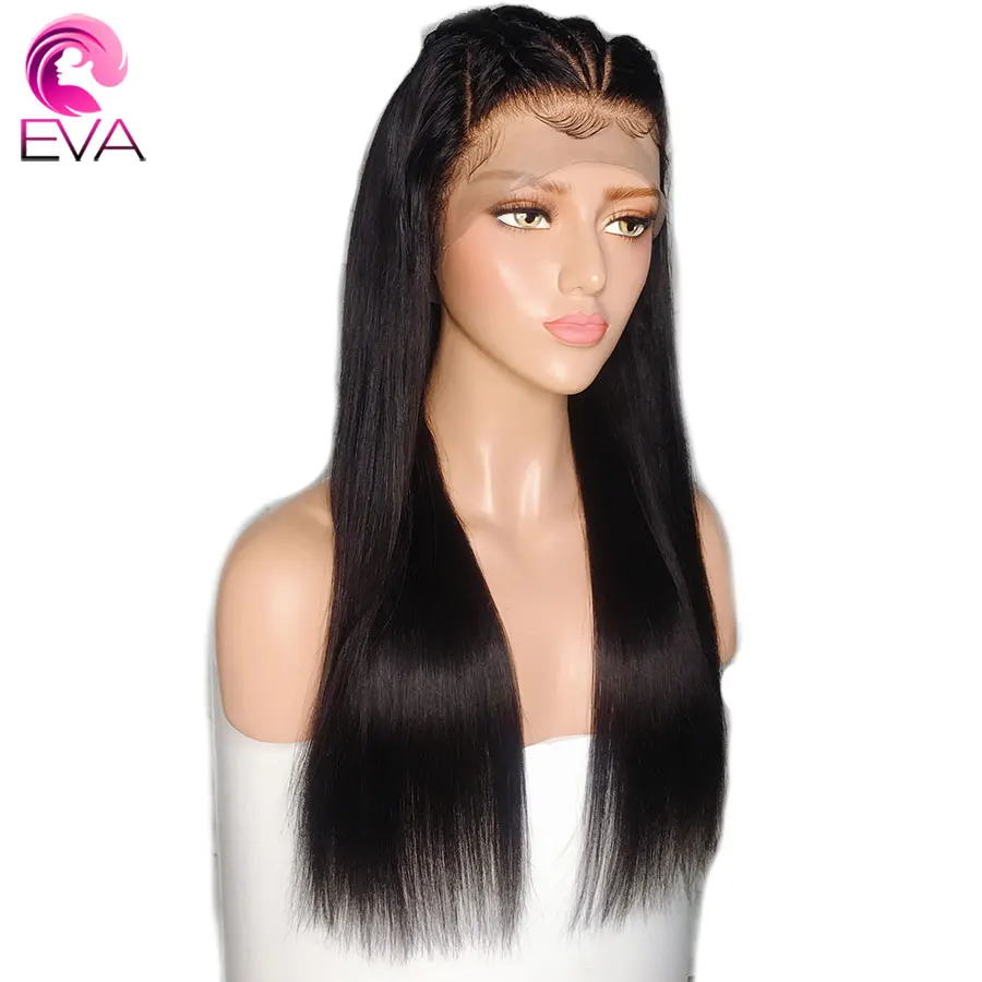 Волосы Eva 13x6, прямые парики с кружевом спереди, человеческие волосы, предварительно сорванные с волосами младенца, бесклеевая для черных женщин, бразильские парики Remy