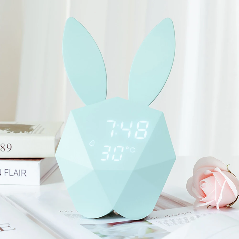 Многофункциональный светодиодный цифровой Mi Rabbit будильник акустическое управление зондирующие лампы зарядка через usb маленький ночной Светильник 5