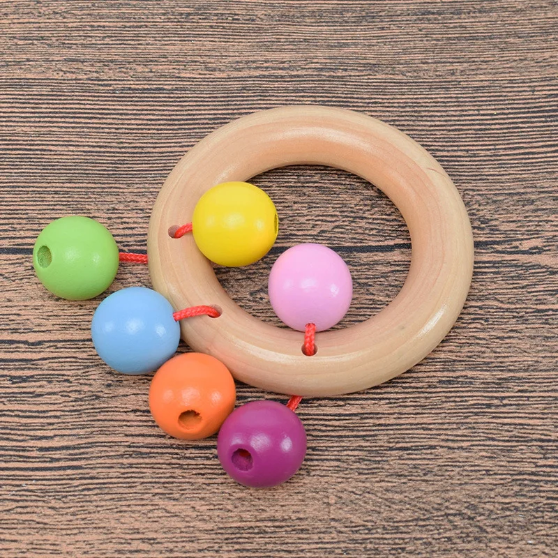 Qkoall Baby Toys  0-12 Months Educational Baby Rattle Wooden Teething Rattle For Toddlers 1pc Intellectual Development BPA Free
