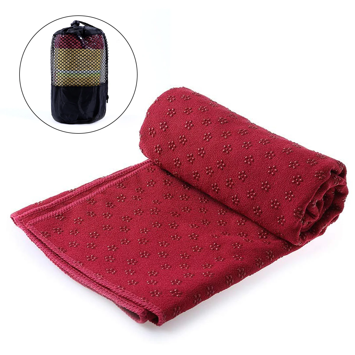 Non slip Yoga Mat Cover Anti Skid Microfiber Yoga Mat Towel 72inx24.8in Wine RedYoga Blankets